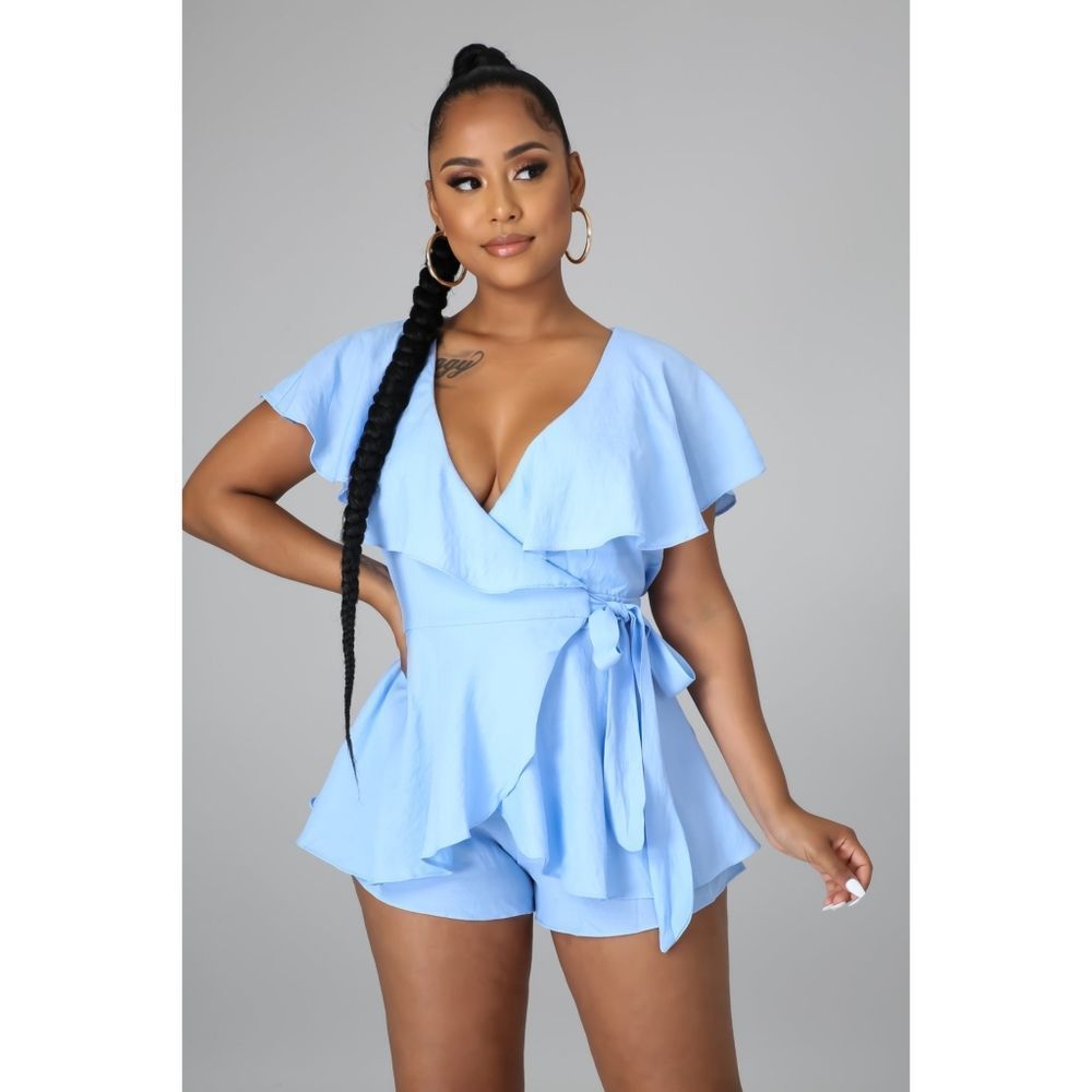 Blue Ruffled Romper - Picture 6 of 11